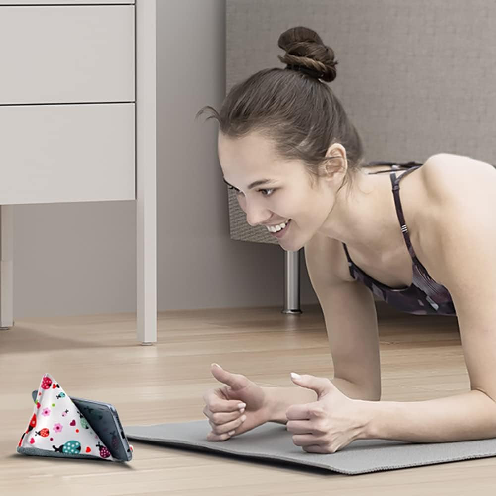 Fabric Phone Stands, Phone Pillow Holder for Iphone X Iphone 13, Handmade Phone Bean Bag Cushion for Desk (Ladybird)