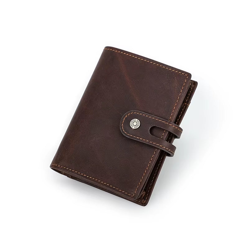CONTACT'S Genuine Leather Airtag Wallets for Men RFID Aluminum Card Holder Metal Wallets Zip Coin Purse Money Clip Men'S Wallets