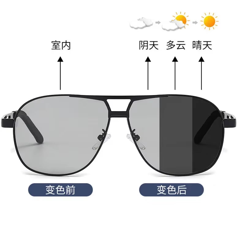Fashion Photochromic Men Eyewear Vintage Men'S Polarized Sunglasses New Male Driving Sunshade Sun Glasses UV400 Oculos De Sol