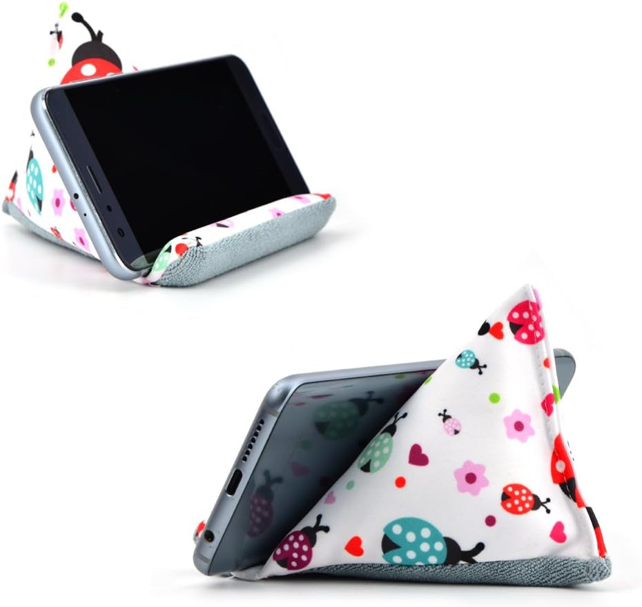 Fabric Phone Stands, Phone Pillow Holder for Iphone X Iphone 13, Handmade Phone Bean Bag Cushion for Desk (Ladybird)