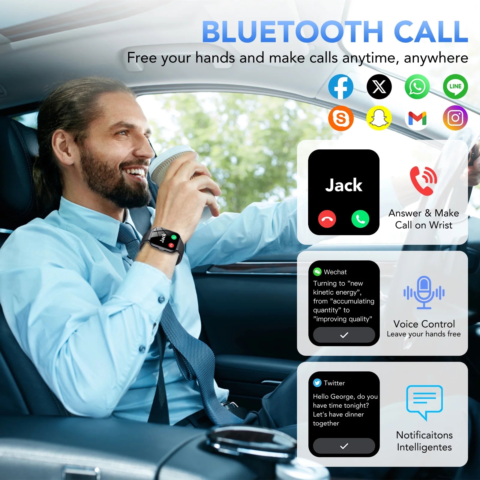 Smart Watch Fits for Android and Iphone 1.96'' Smartwatch for Men Women 110+ Sports Modes Fitness Tracker with Answer Make Calls/Message Reminder, IP68 Waterproof for Gift (Black)