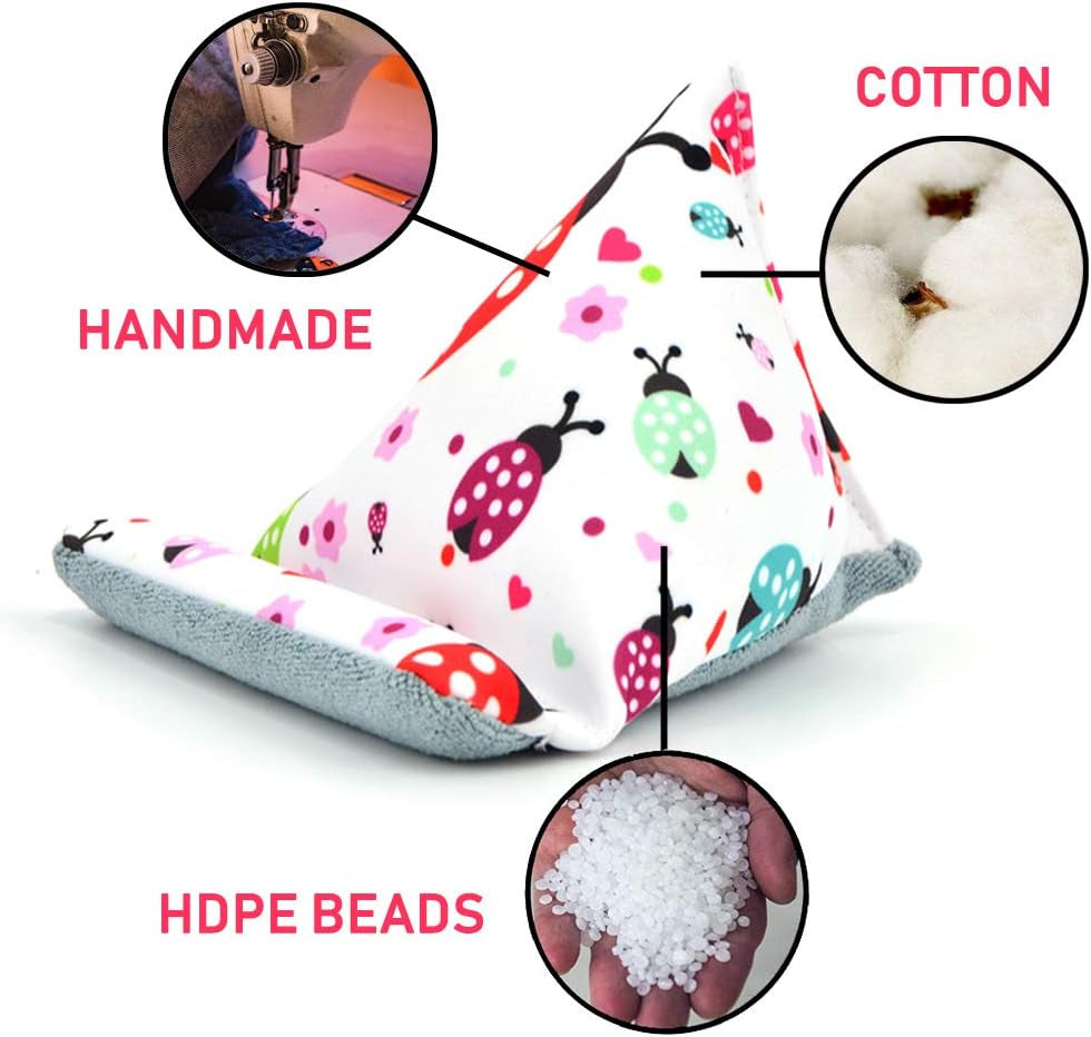 Fabric Phone Stands, Phone Pillow Holder for Iphone X Iphone 13, Handmade Phone Bean Bag Cushion for Desk (Ladybird)