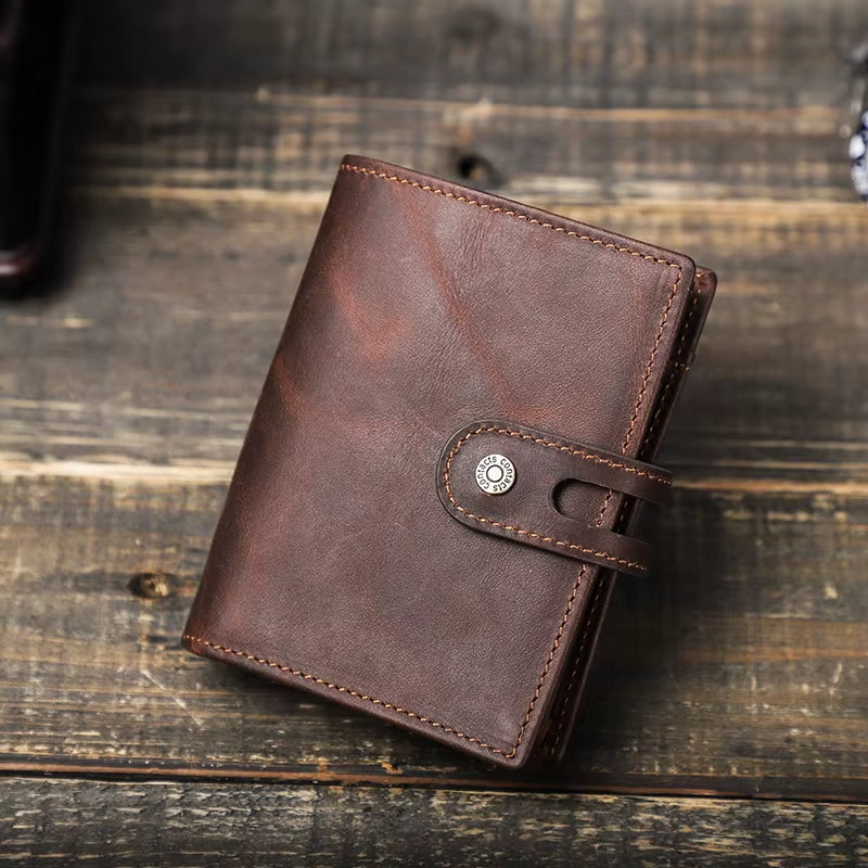 CONTACT'S Genuine Leather Airtag Wallets for Men RFID Aluminum Card Holder Metal Wallets Zip Coin Purse Money Clip Men'S Wallets